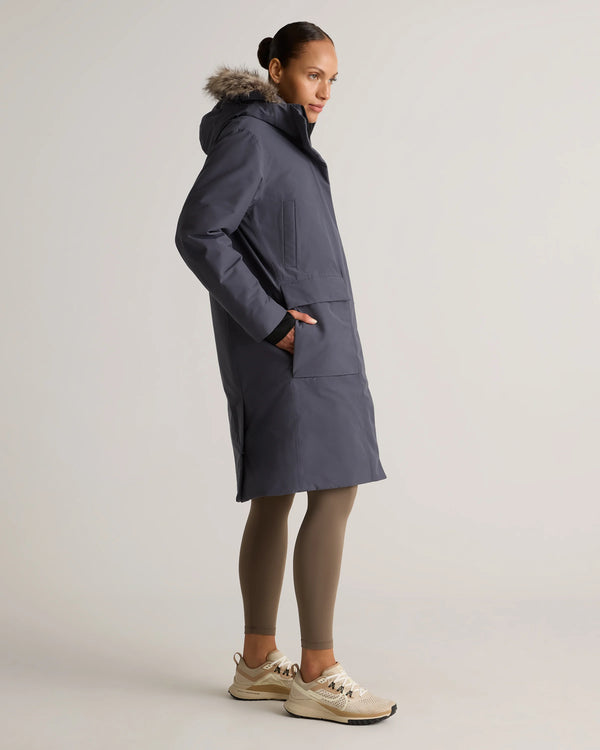 Responsible Down Hooded Long Parka - XS / Storm Blue