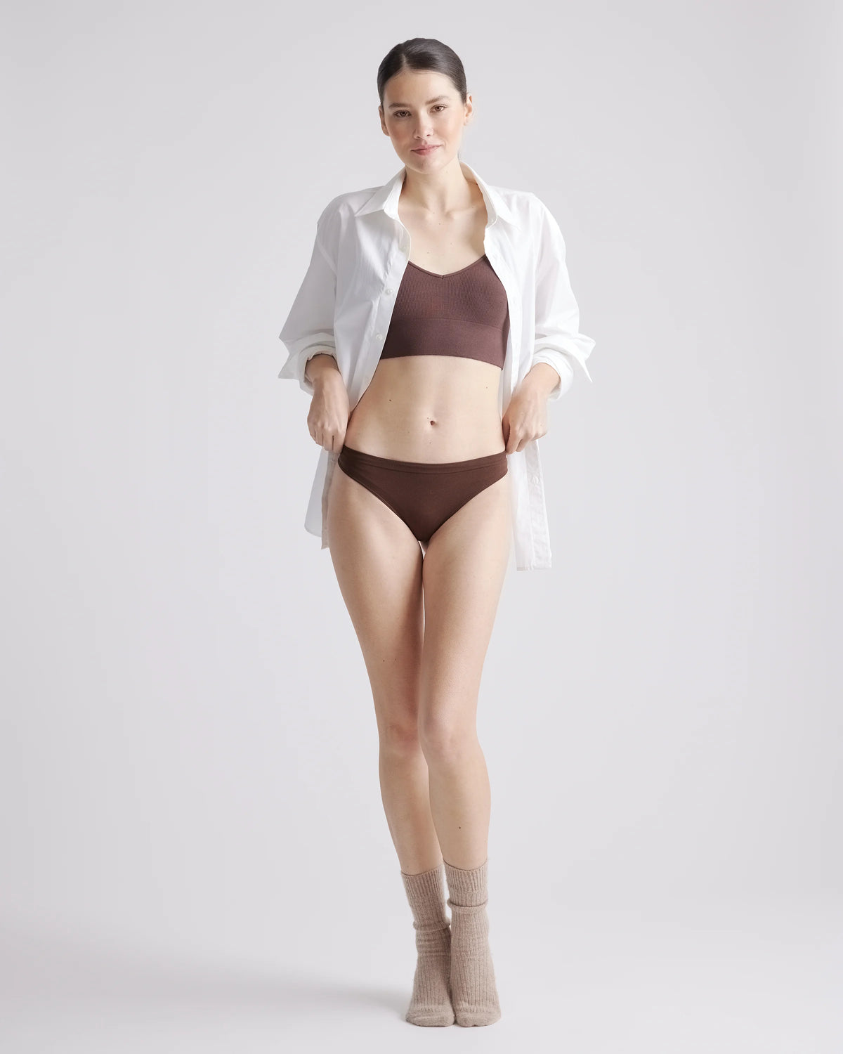 Smoothing Comfort Thong (6-Pack) - XS / Cocoa