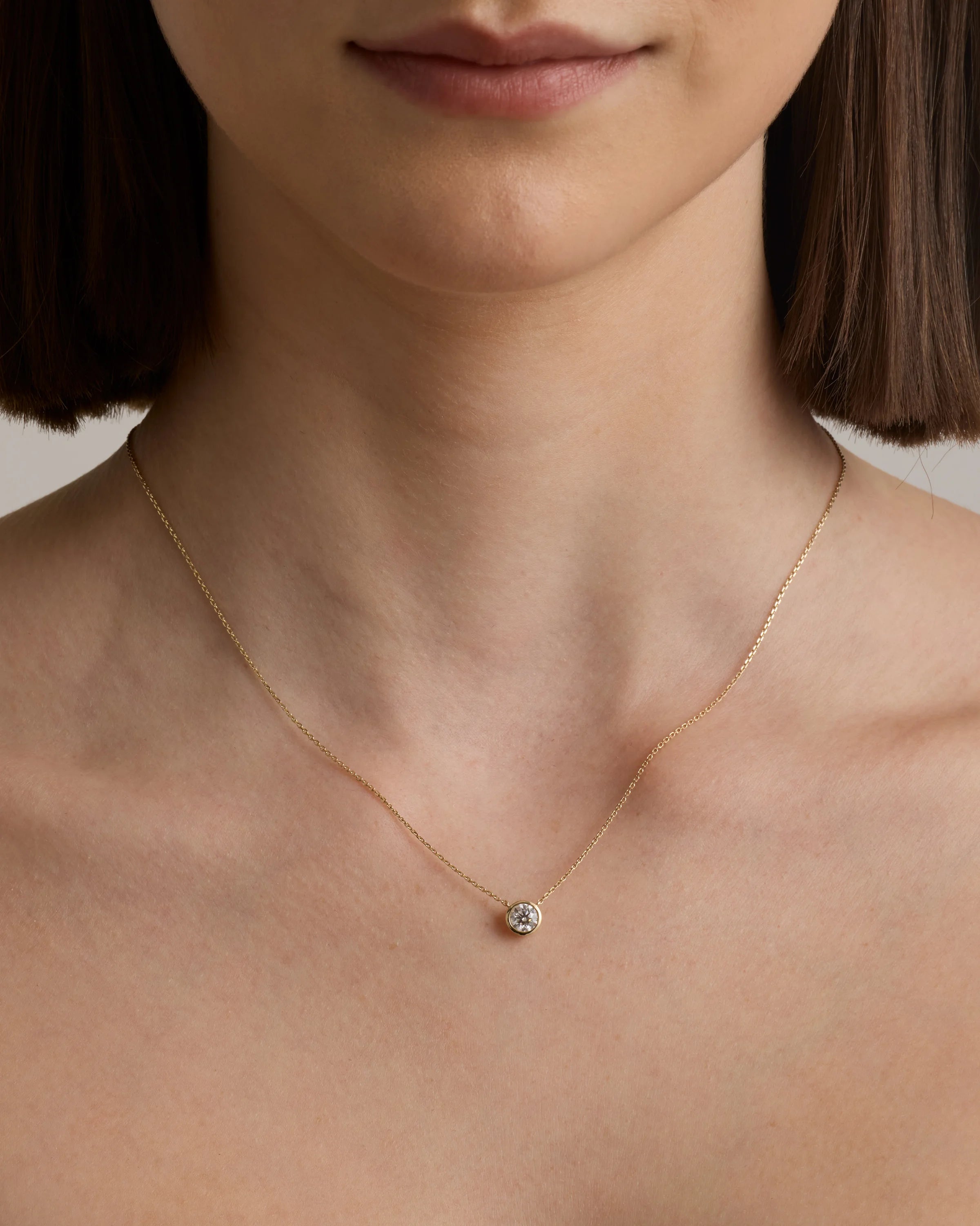 14K Gold Lab Grown Diamond Bezel Necklace - One Size / Yellow Gold Secondary image