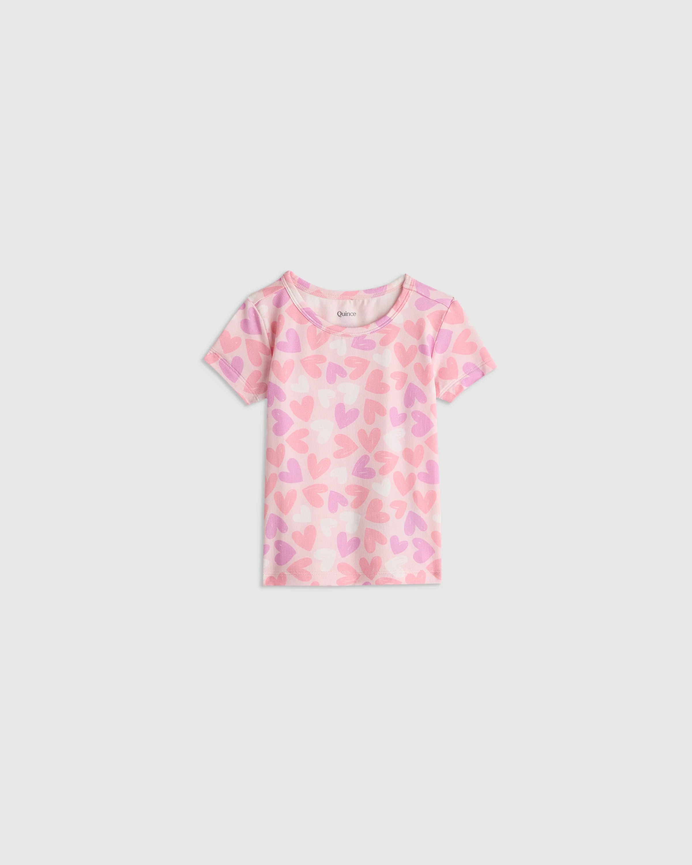 Bamboo Short Sleeve and Shorts Pajama Set - 12-18M / Lavender Hearts Secondary image