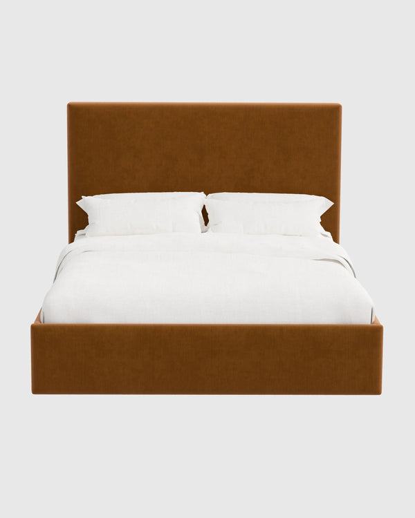 Square Bed in Performance Velvet - Full / Butterscotch