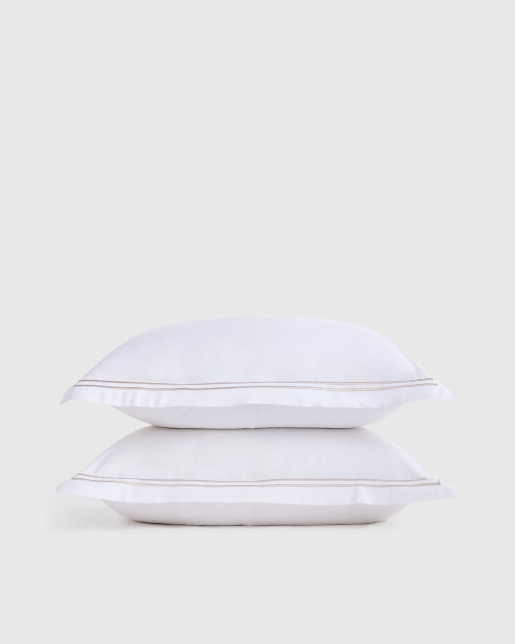 Organic Crisp Percale Embellished Sham Set - Standard / White/Navy