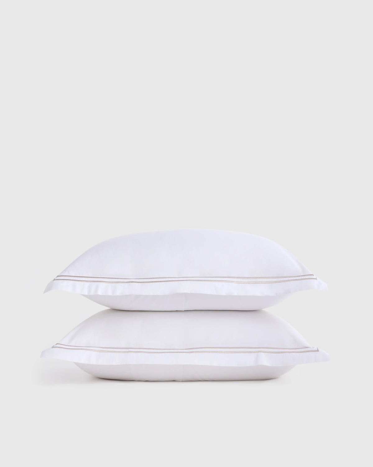 Organic Crisp Percale Embellished Sham Set - Standard / White/Navy