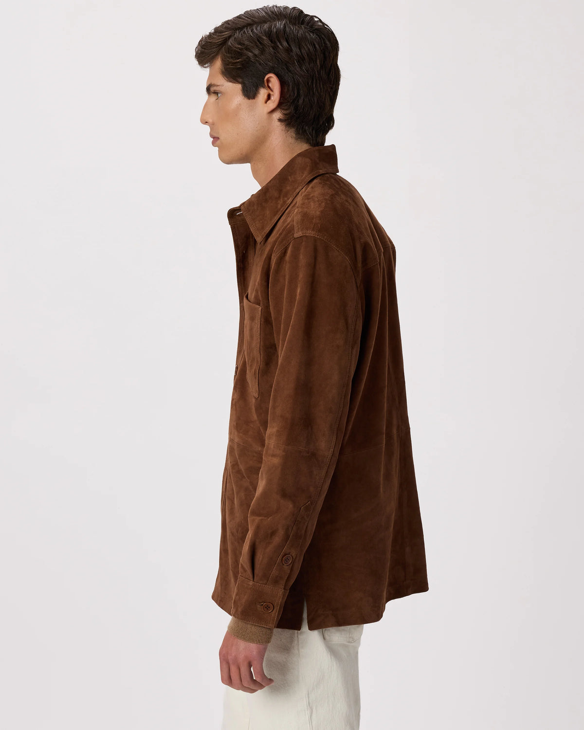 100% Suede Overshirt - S / Cognac Brown