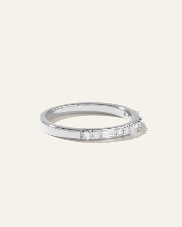 14K Gold Lab Grown Diamond Alternating Baguette & Round Band - 4 / Yellow Gold