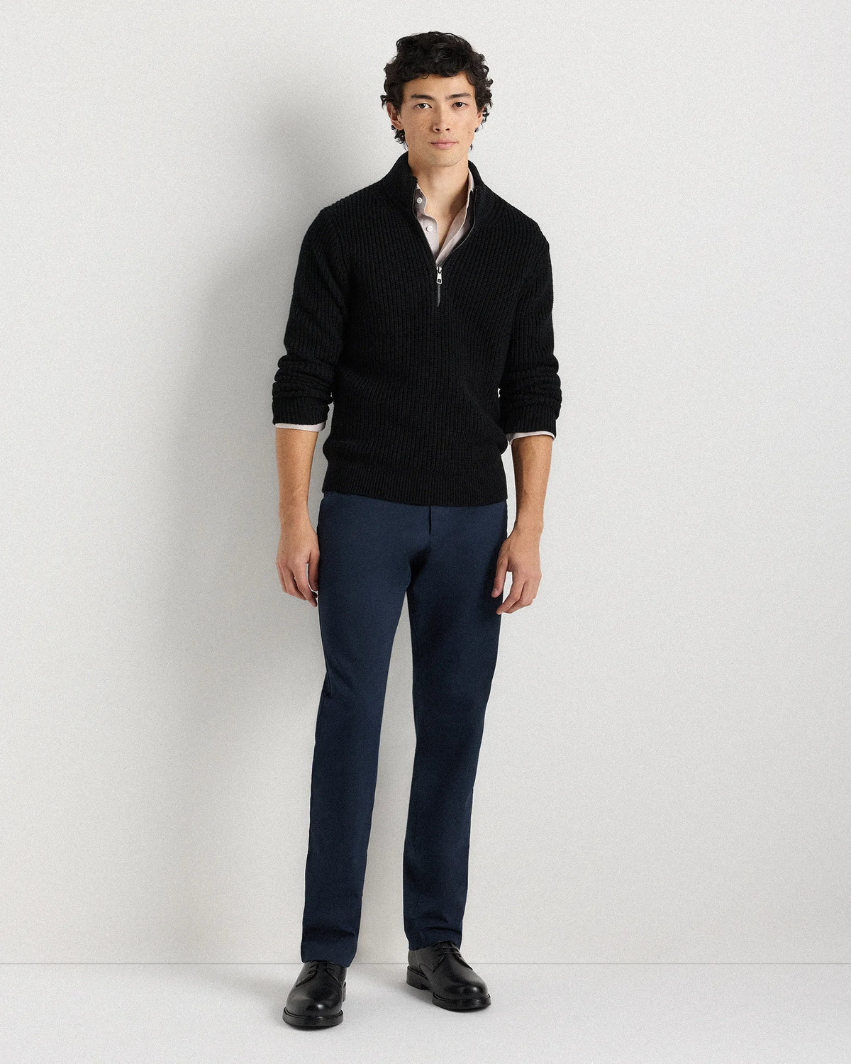 Australian Merino Wool Half Zip Sweater - S / Heather Bone