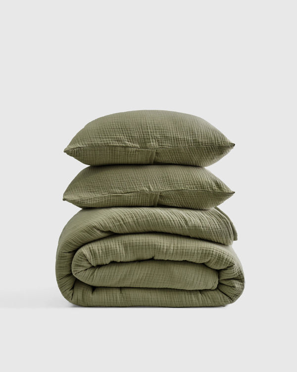 Organic Cotton Gauze Dream Quilt Set - Twin / Dried Sage