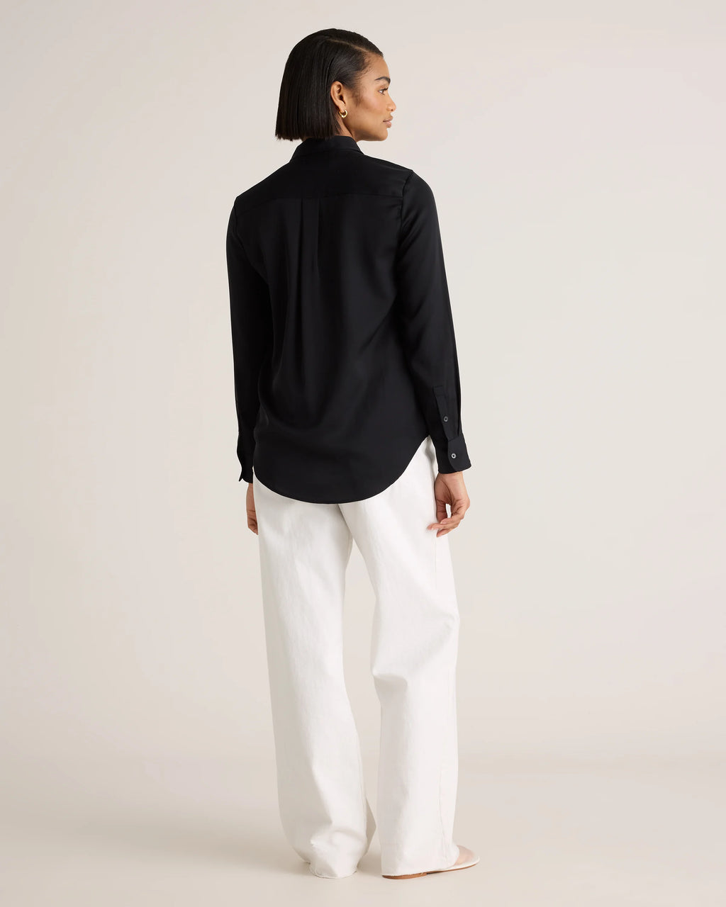 Washable Stretch Silk Blouse - XS / Moonstone Blue