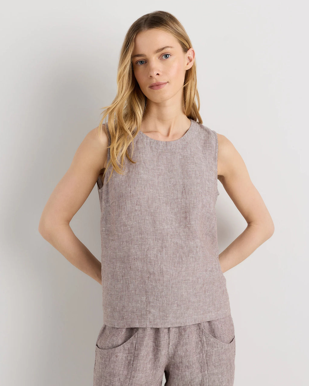 100% European Linen Tank - XS / Black