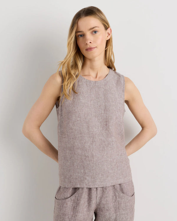 100% European Linen Tank - XS / Black