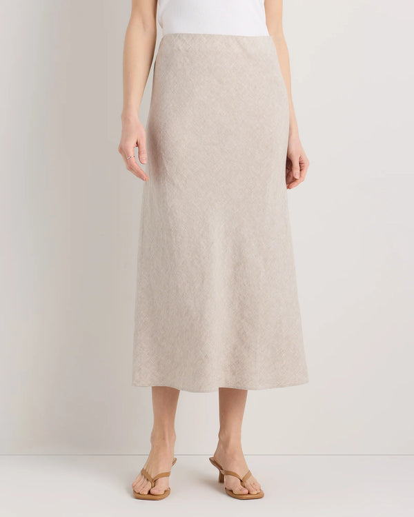 100% European Linen Midi Slip Skirt - XS / Bayberry Olive