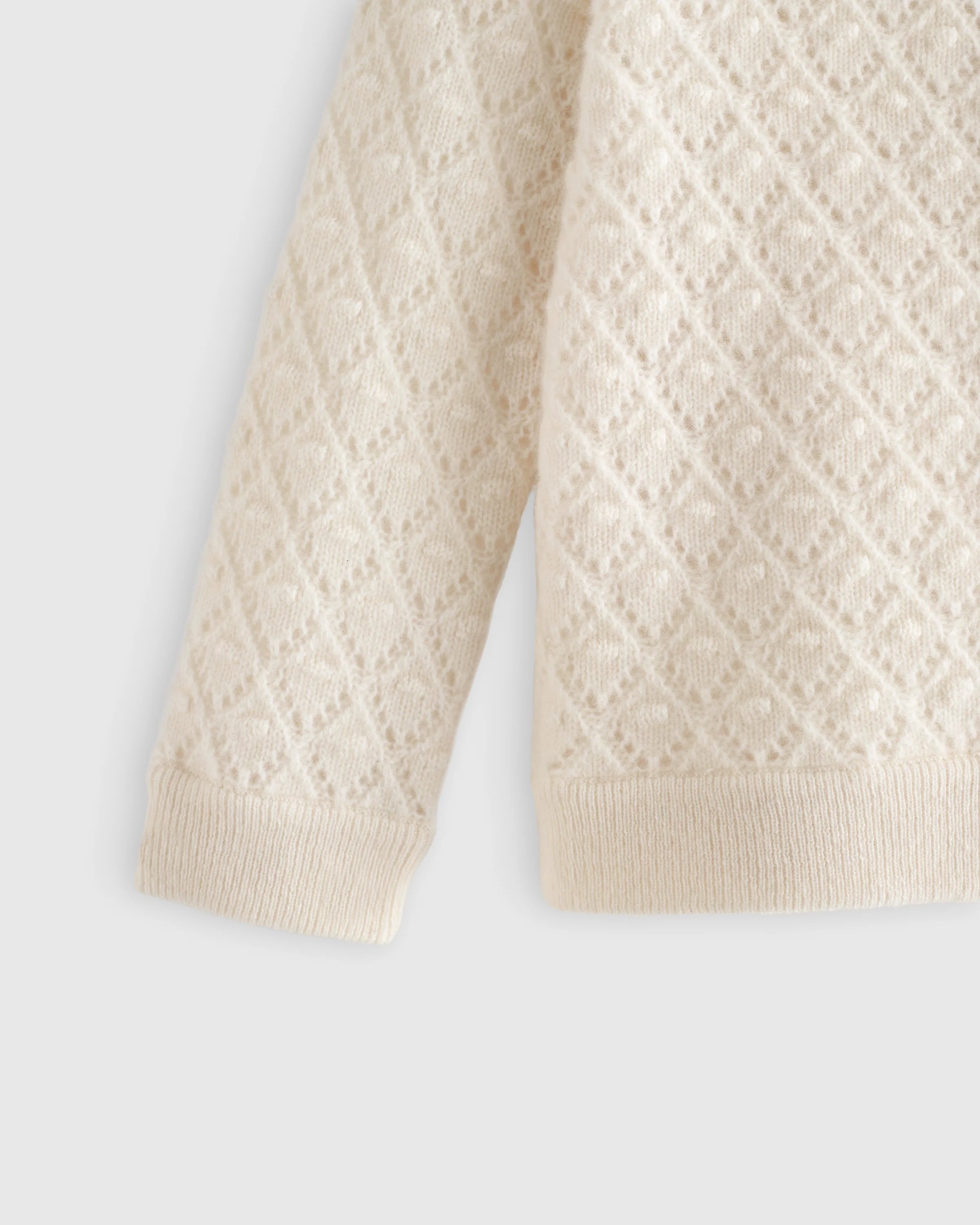 Washable Cashmere Pointelle Cardigan - 0-3M / Ivory Secondary image