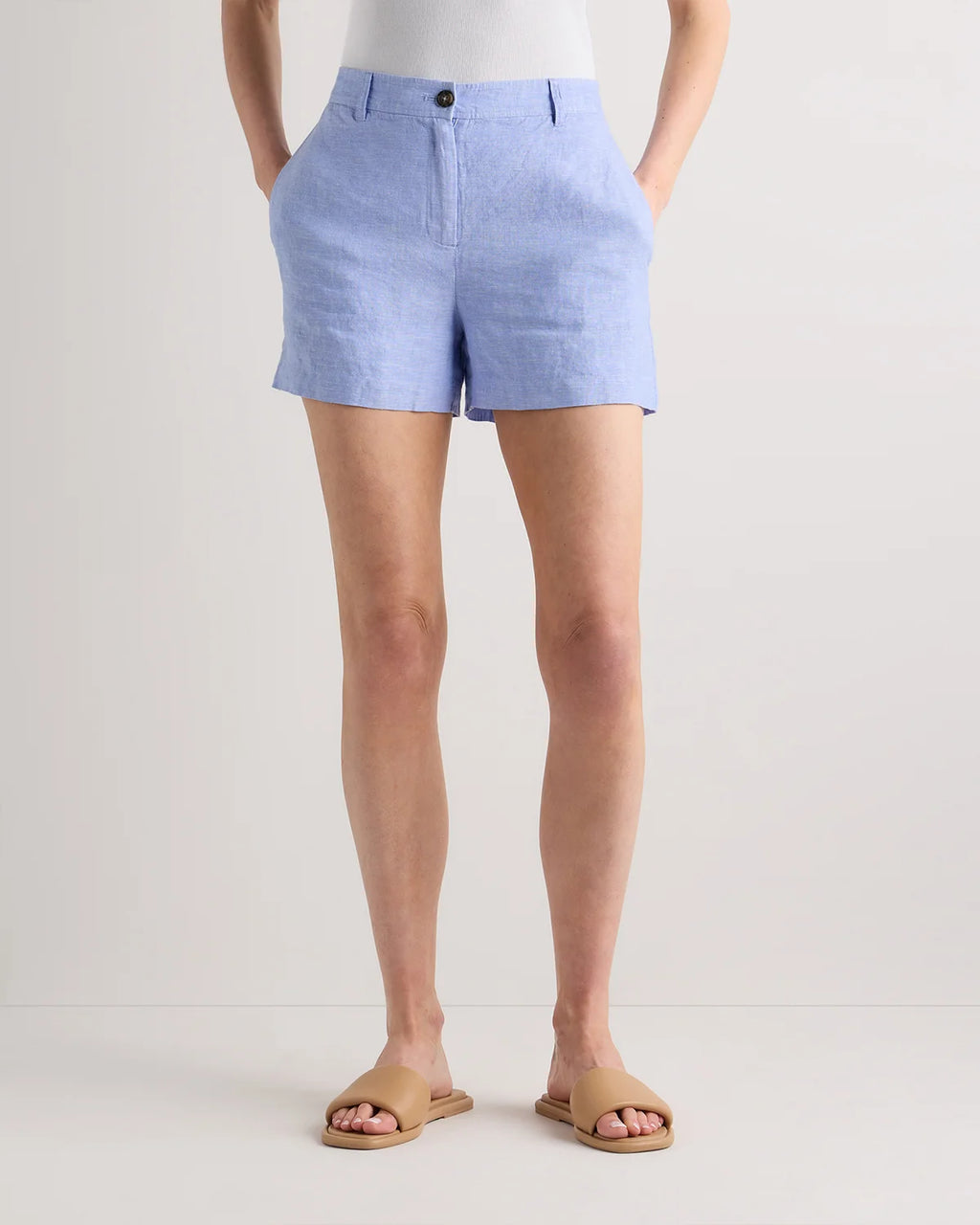 100% European Linen Trouser Shorts - 0 / Bayberry Olive