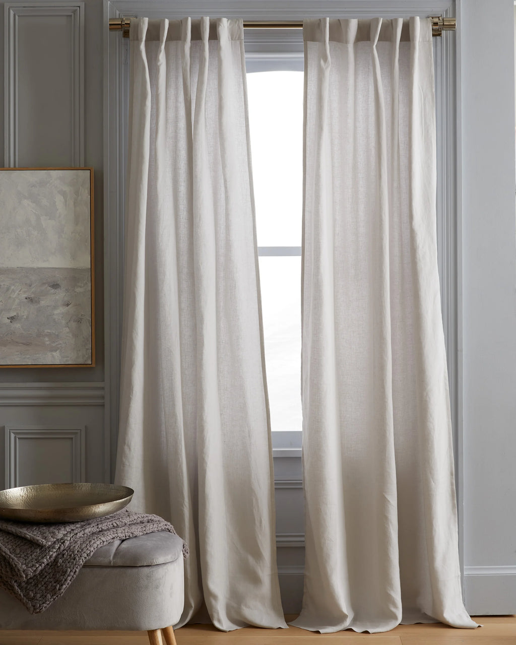 European Linen Curtain - Single Panel - 48x84 / Flax